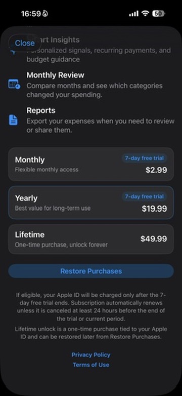 SmartBudget Premium pricing.